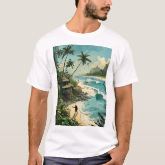 Tropical Paradise Beach Scene T - Shirt