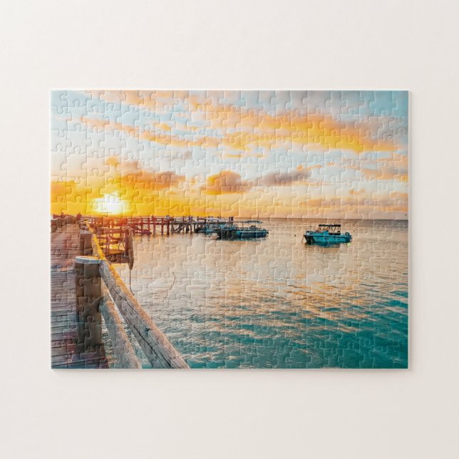 Tropical Paradise Beach Sunset Scene (Horizontal)
