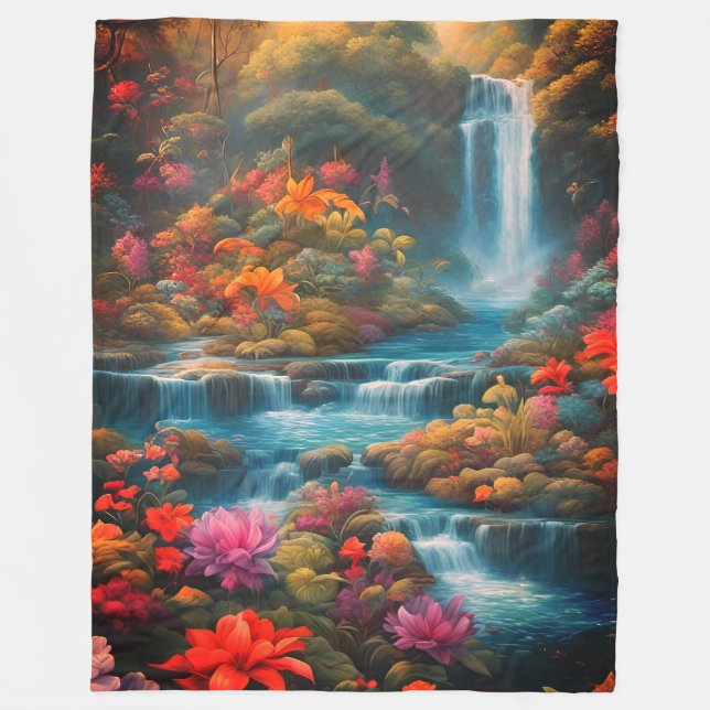 "Tropical Paradise Falls" Fleecedecke (Vorderseite)