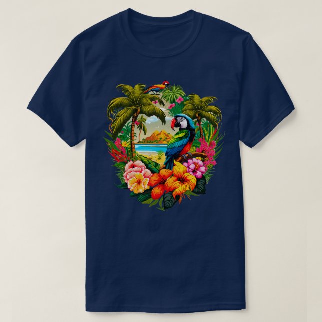 Tropical Paradise farbenfrohe Abbildung T-Shirt (Design vorne)
