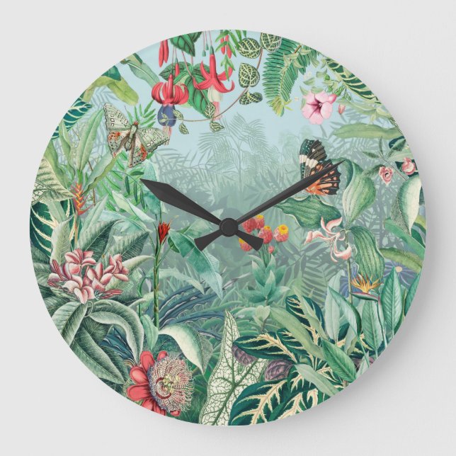 Tropical Paradise Große Wanduhr (Vorderseite)