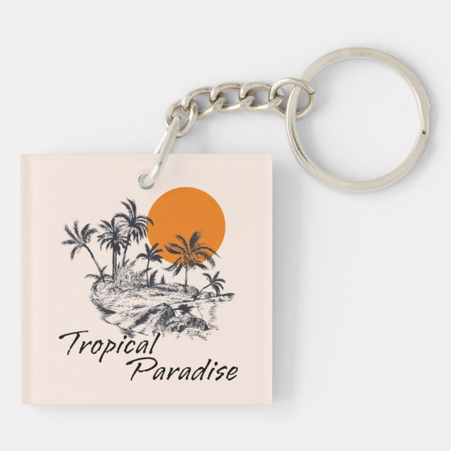 Tropical Paradise Island Schlüsselanhänger (Rückseite)