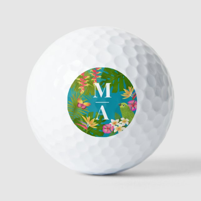 Tropical Paradise Monogram Green Golfball (Vorderseite)