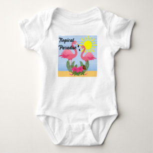 Tropical Paradise Pink Flamingo - Baby Jersey Body Strampler