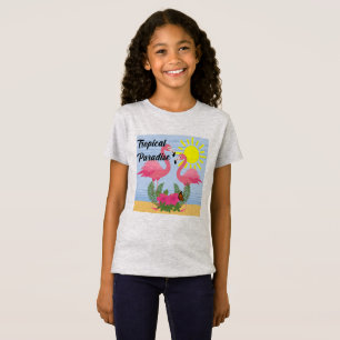 Tropical Paradise Pink Flamingo - Girls' Fine Jers T-Shirt