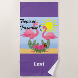 Tropical Paradise Pink Flamingo - Strandhandtuch
