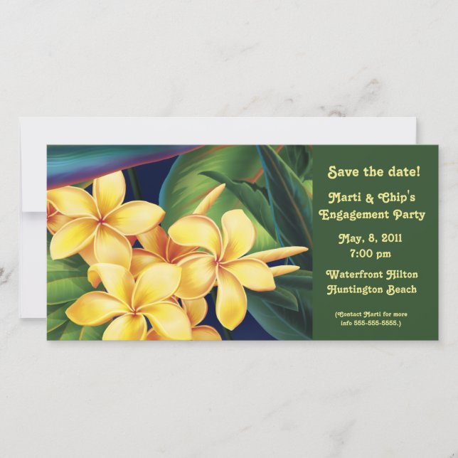 Tropical Paradise Plumeria Invitation & Carte phot (Devant)