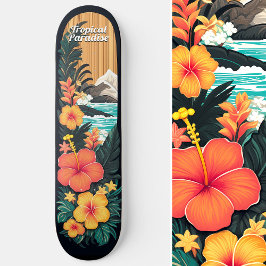 Tropical Paradise Sea Beach & Blume Art Skateboard
