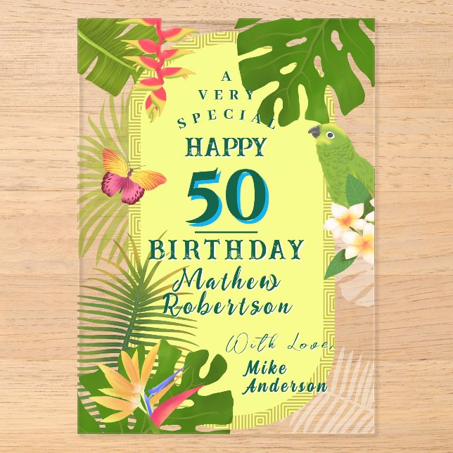 Tropical Paradise Yearly Birthday Card Acryleinladungen (Vorderseite)