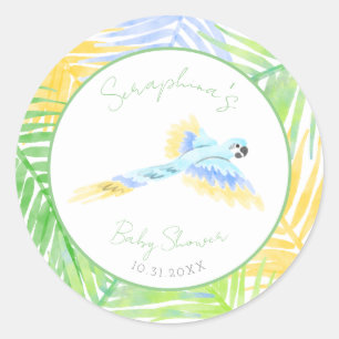 Tropical Parrot Bird Baby Dusche Runder Aufkleber