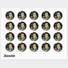 Tropical Parrot Chill Vibes – Sunset Beach Runder Aufkleber