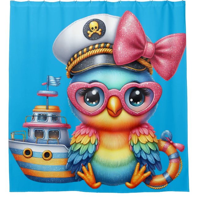 "Tropical Parrot Princess" Duschvorhang (Vorderseite)