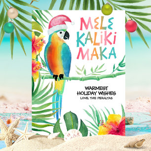Tropical Parrot Santa Mele Kalikimaka Hawaiian Feiertagskarte