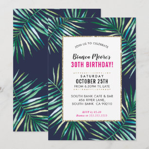 TROPICAL PARTY INVITE Aquarellpalme Blätter luau Einladung