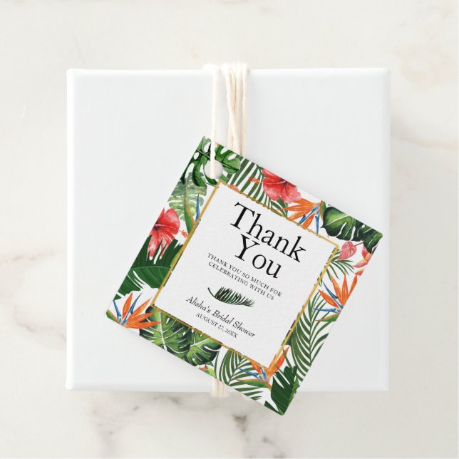 Tropical Pattern Brautparty Vielen Dank Geschenkanhänger (Beispiel)