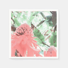 Tropical Peach Wedding Paper Napkin