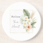 Tropical Peach White Floral   Getränkeuntersetzer<br><div class="desc">Tropical Peach White Floral</div>