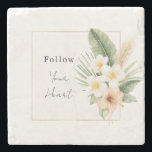 Tropical Peach White Floral   Steinuntersetzer<br><div class="desc">Tropical Peach White Floral</div>