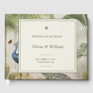 Tropical Peacock Palm Wedding Guest Book Gästebuch