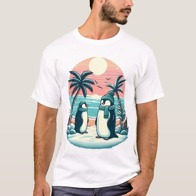 Tropical Penguins – Winter Vacation Vibes T-Shirt (Vorderseite)