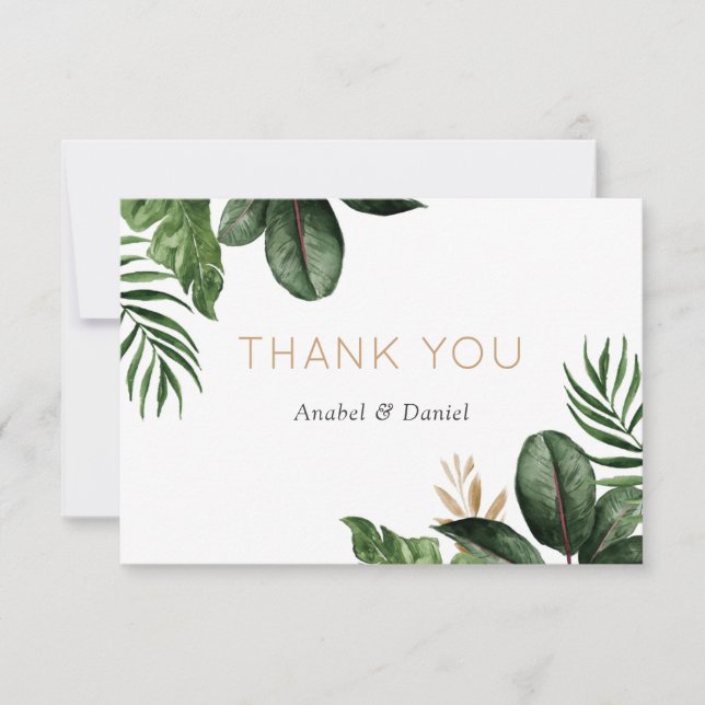 Tropical Philodendron Palm Mariage Carte de remerc (Devant)