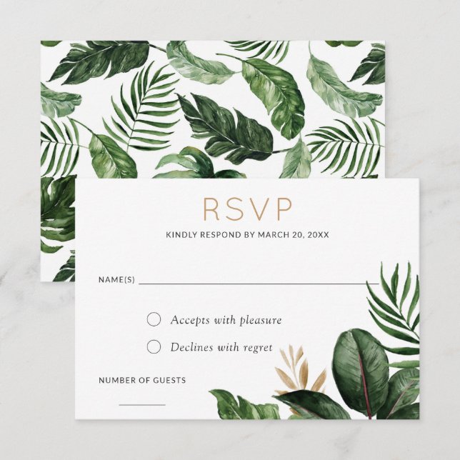 Tropical Philodendron Palm Verlass UAWG Respond Ca Einladung (Vorne/Hinten)