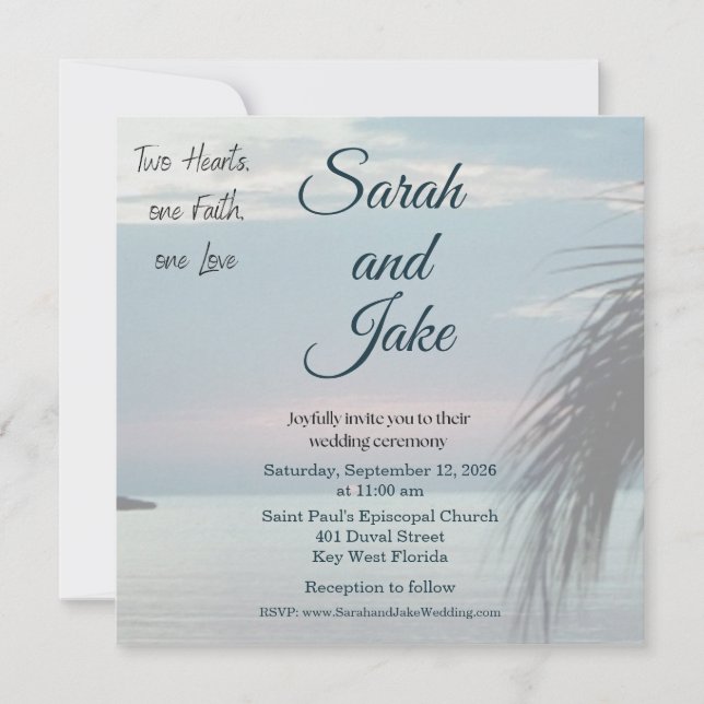 Tropical Photo Christian Wedding Invitation (Devant)