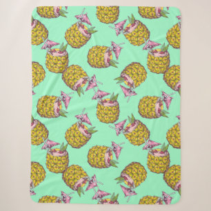 Tropical Piña Colada Muster - Erfrischender Sommer Sherpadecke