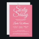 Tropical Pink 60 und Sassy 60. Geburtstagsparty Einladung<br><div class="desc">Mit diesem modernen 60. Geburtstagsdesign in tropischem Rosa feiern Sie 60 Jahre stilvoll und lassen Sie sich von der schicken Einladung zum 60. Geburtstag einfach persönlich verwöhnen. Die sechzig und weiße Wörter sind Set mit elegantem Skript. Wenn Sie Hilfe oder passende Produkte benötigen, kontaktieren Sie uns bitte über unseren Shop....</div>