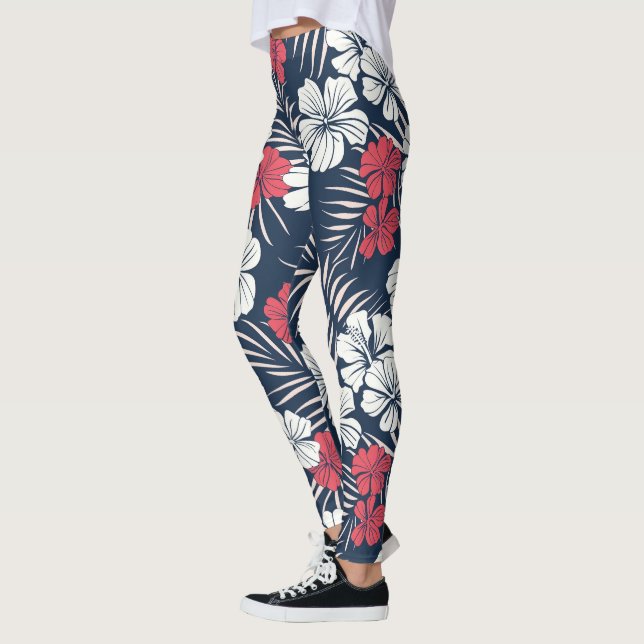 Tropical Pink and Navy Floral Leggings (Links)