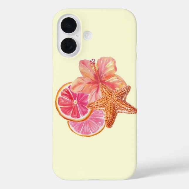 Tropical Pink Citrus Art iPhone 16 Hülle (Rückseite)
