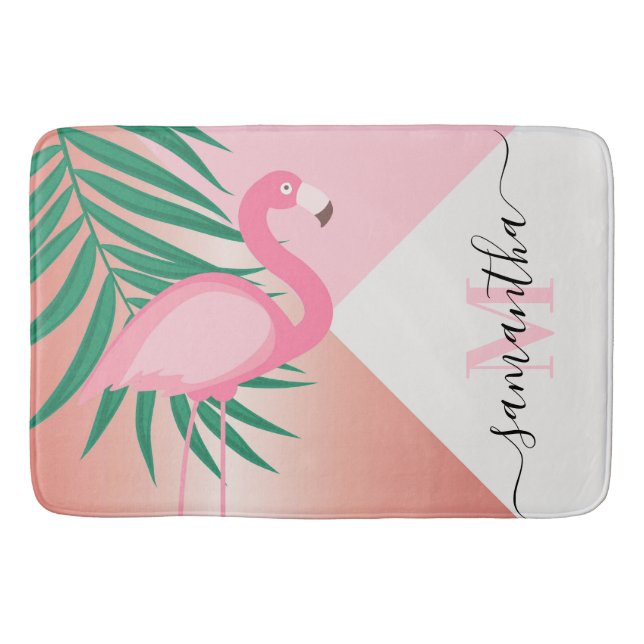 Tropical Pink Flamingo Badematte (Vorderseite)