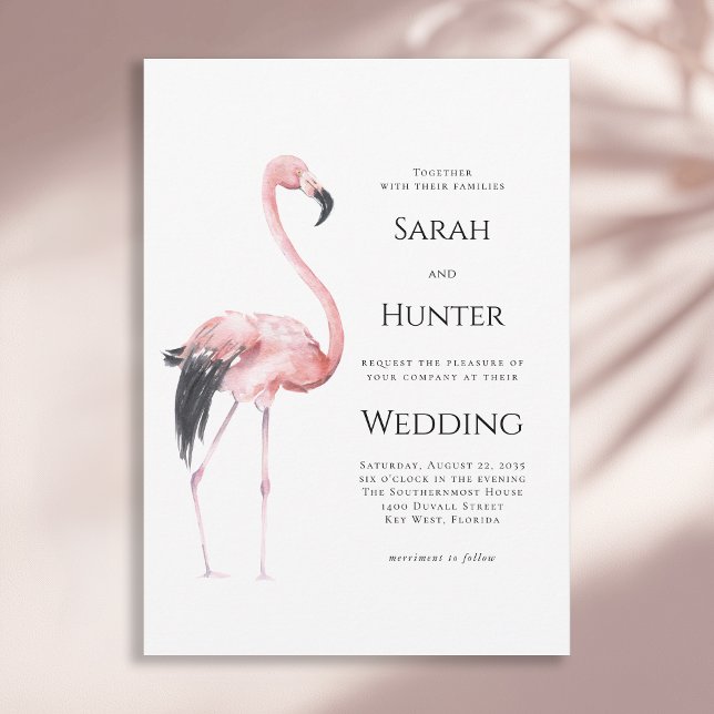 Tropical Pink Flamingo Beach Wedding Einladung (Available in both printed and instant download digital formats.)