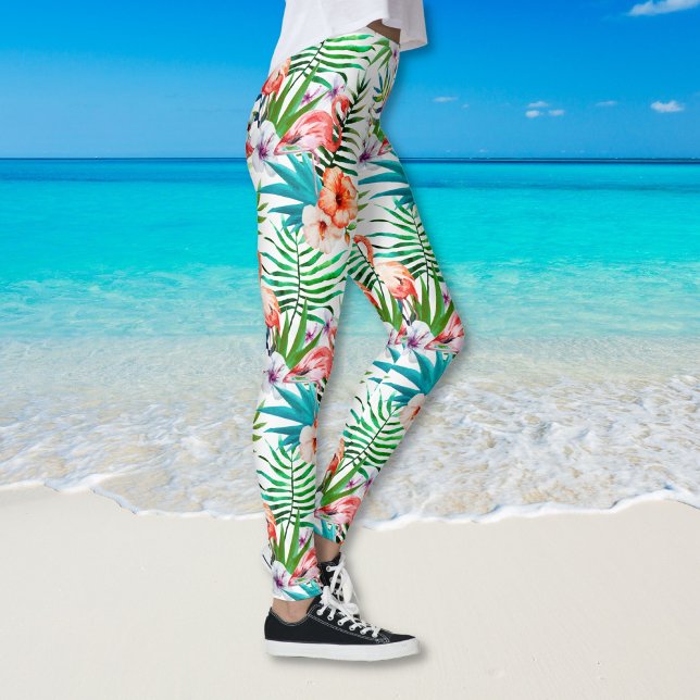 Tropical Pink Flamingo Botanischer Fun Trendy Chic Leggings (Von Creator hochgeladen)