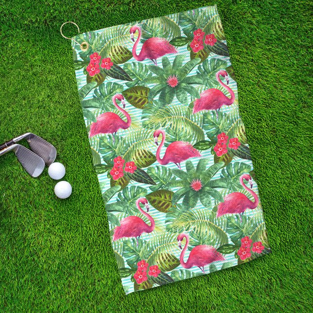 Tropical Pink Flamingo Floral Girl Pattern Golfhandtuch (Von Creator hochgeladen)