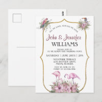 Tropical Pink Flamingo Gold Wedding Vow Erneuerung
