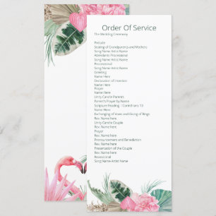 Tropical Pink Flamingo Hochzeitsablauf Einladung