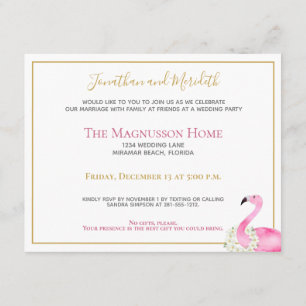 Tropical Pink Flamingo No Gifts Empfang Party Einladung