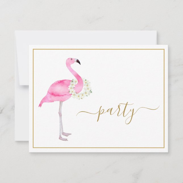 Tropical Pink Flamingo No Gifts Empfang Party Einladung (Vorderseite)