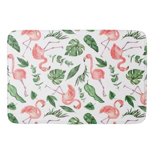 Tropical Pink Flamingo Pattern v2 Badezimmer Badematte (Vorderseite)