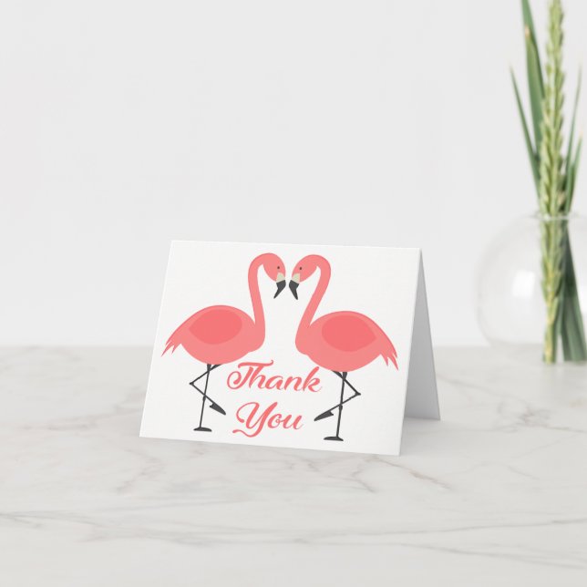 Tropical Pink Flamingo Vielen Dank - Hochzeit Lieb Dankeskarte (Vorderseite)
