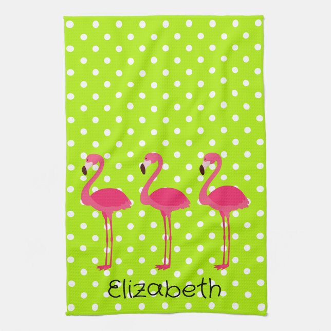 Tropical Pink Flamingos Personalisiert Küchentüche Geschirrtuch (Vertikal)