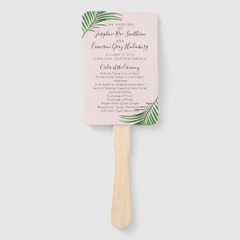 Tropical Pink Palm Blätter Beach Hochzeitsprogramm Fächer