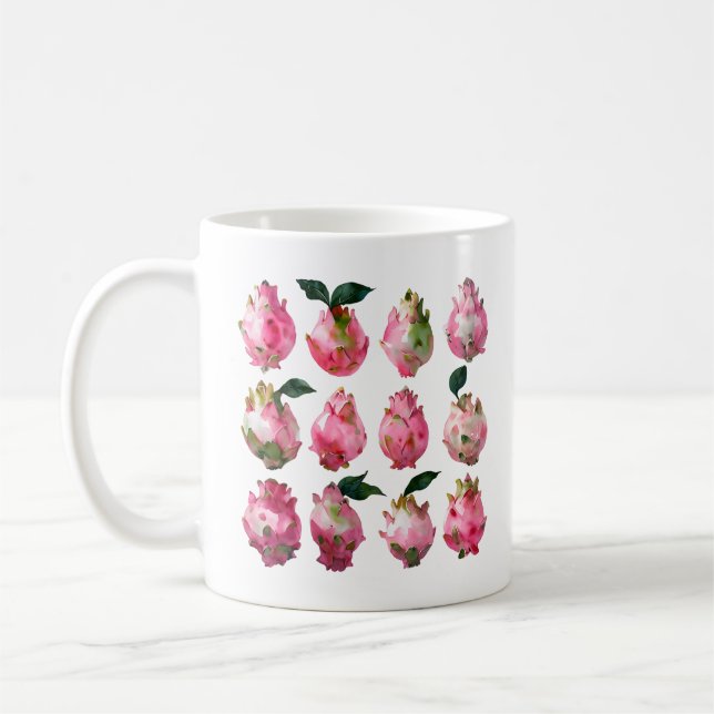 Tropical Pitaya Watercolor Art Kaffeetasse (Links)
