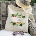 Tropical Plaam Floral Bridesmaid Personalisiert Tragetasche<br><div class="desc">Klicken Sie auf "Diese Vorlage personalisieren",  um weitere Anpassungen vorzunehmen. Sie können die Größe des Schriftartes,  die Farbe des Schriftartes und vieles mehr ändern! Vergewissern Sie sich,  dass Sie 1000  Matching-Produkte in unserem Shop ausfüllen:)</div>