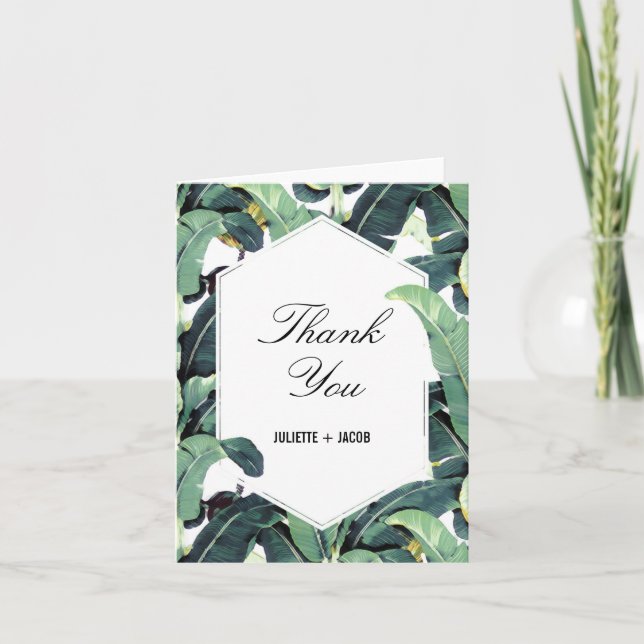 Tropical Plantation Palm Wedding Danke Karte (Vorderseite)
