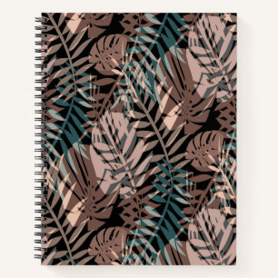 Tropical plants, jungle, tropics , beige ,leaves notizbuch