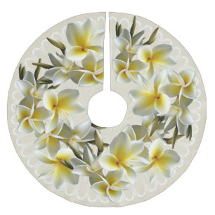 Tropical Plumeria Champagne Weihnachtsbaum Rock Polyester Weihnachtsbaumdecke