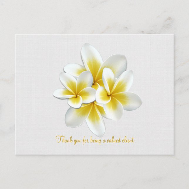 Tropical Plumeria Floral Customer Gift Card Postkarte (Vorderseite)