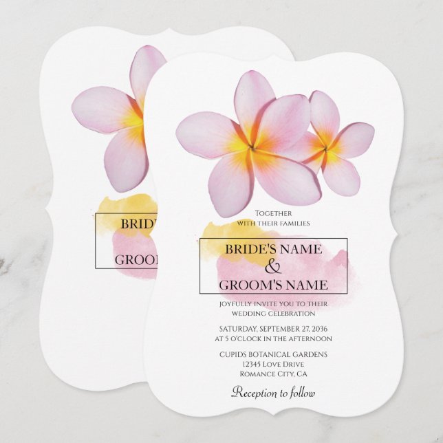 Tropical Plumeria Frangipani Hochzeitseinladungen Einladung (Vorne/Hinten)
